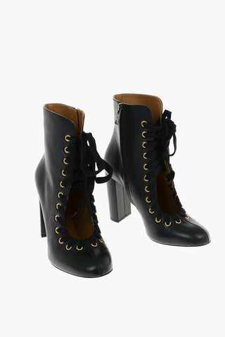 10 cm leather High heel ankle boots