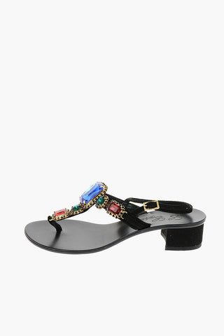 sandali FIONA in pelle scamosciata con gioielli