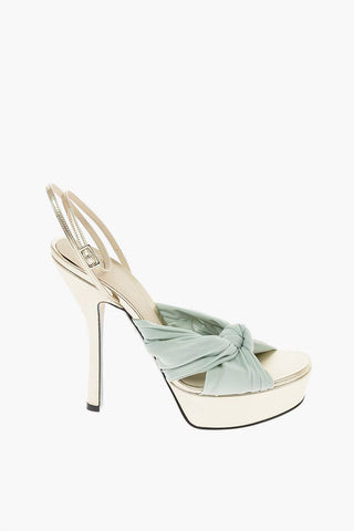 14cm leather and fabric ELEONOR Ankle-strap sandals