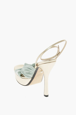 14cm leather and fabric ELEONOR Ankle-strap sandals
