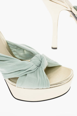 14cm leather and fabric ELEONOR Ankle-strap sandals