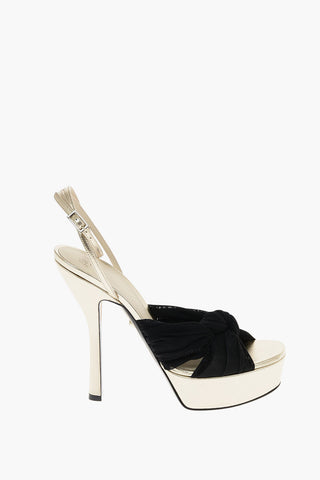 14cm leather and fabric ELEONOR Ankle-strap sandals