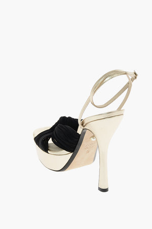 14cm leather and fabric ELEONOR Ankle-strap sandals