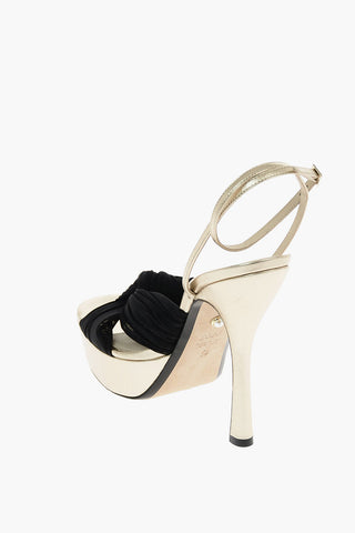 14cm leather and fabric ELEONOR Ankle-strap sandals