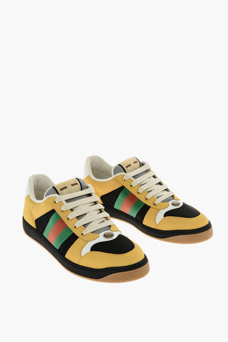 sneakers in pelle e tessuto