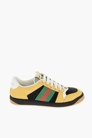 sneakers in pelle e tessuto