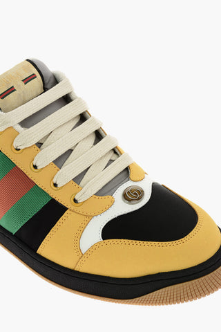 leather and fabric sneakers