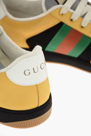 sneakers in pelle e tessuto