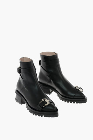 5cm leather Combat boots
