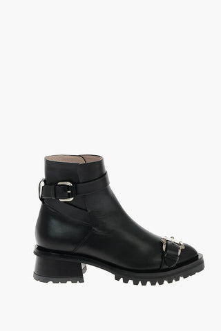 5cm leather Combat boots