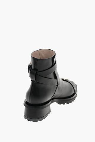 5cm leather Combat boots