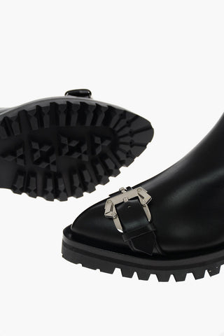 5cm leather Combat boots