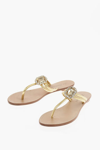 Leather MIA thong sandals with jewel