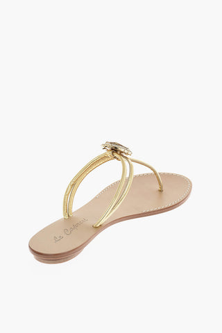 Leather MIA thong sandals with jewel