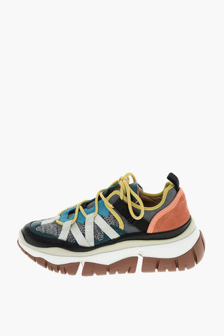 leather and fabric sneakers