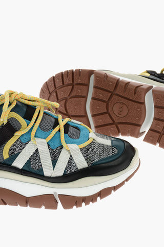 leather and fabric sneakers