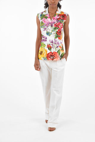 Sleeveless Notched Collar Shirt