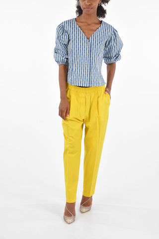 Camicia Box Fit a Righe con Maniche a Puff