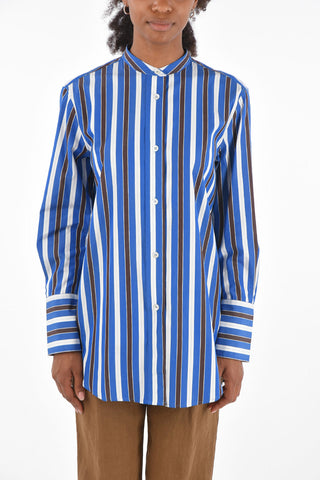 Striped Mandarin Collar Shirt