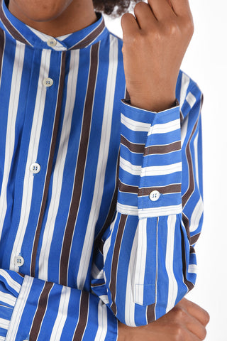 Striped Mandarin Collar Shirt