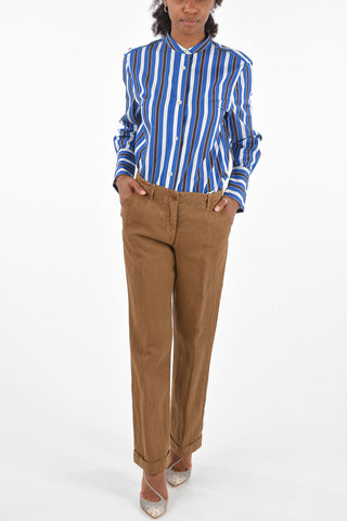 Striped Mandarin Collar Shirt