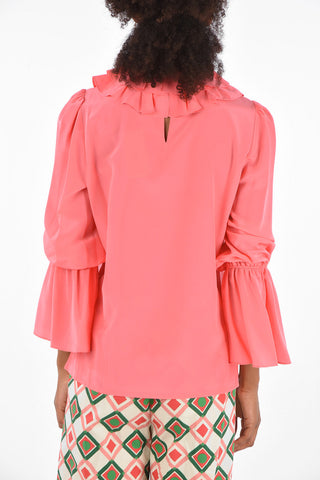 Silk Draped Collar Blouse