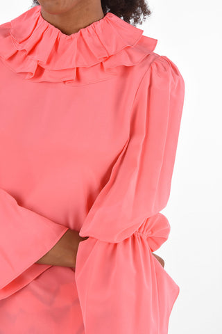 Silk Draped Collar Blouse