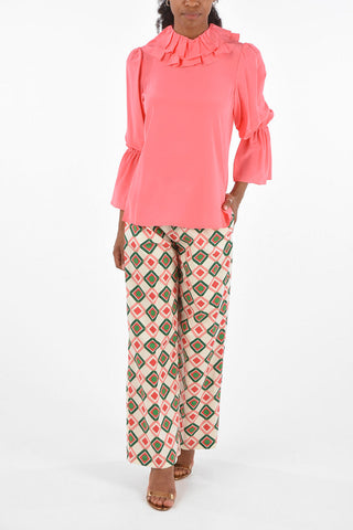 Silk Draped Collar Blouse