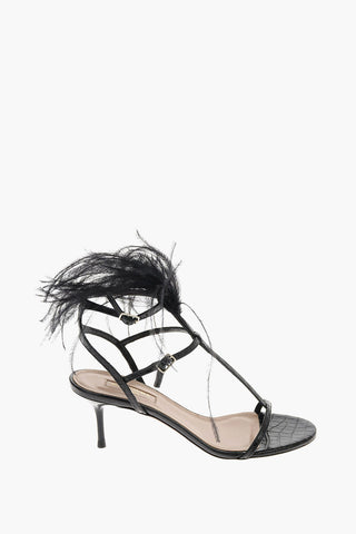 7 cm crocodile print leather PONZA T-strap sandals
