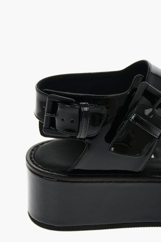 Sandali con platform in pelle lucida 5cm
