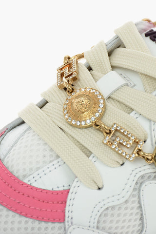 sneakers in pelle e tessuto con catena removibile