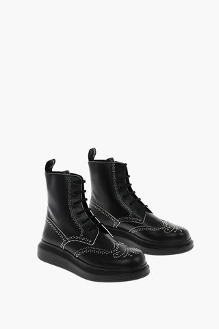 leather Derby brogue boots