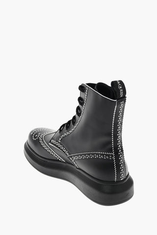 leather Derby brogue boots