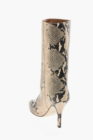 Stivali in pelle con stampa rettile 10cm