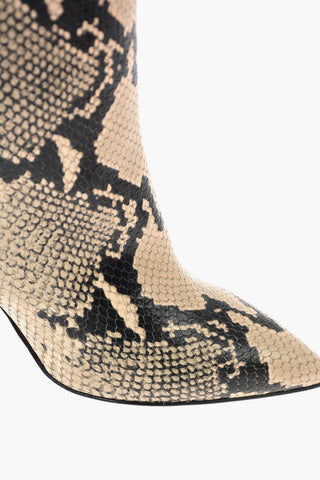 Stivali in pelle con stampa rettile 10cm