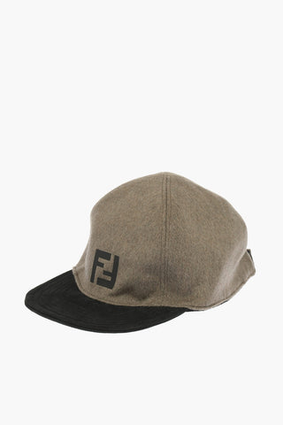 Suede Leather and Cashmere Reversible Baseball Hat