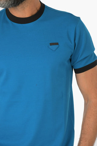 Pique Cotton T-shirt with Contrasting Profiles