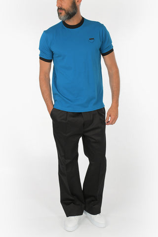 Pique Cotton T-shirt with Contrasting Profiles