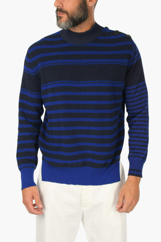 Striped Sweater with Side Buttons