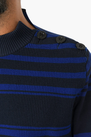 Striped Sweater with Side Buttons