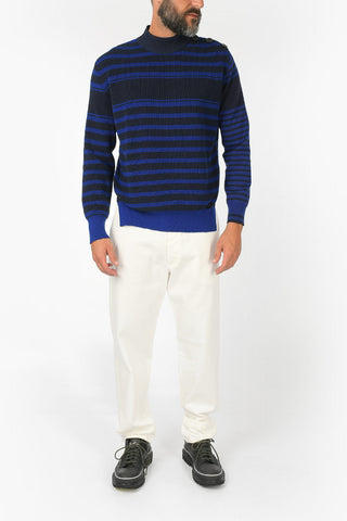 Striped Sweater with Side Buttons