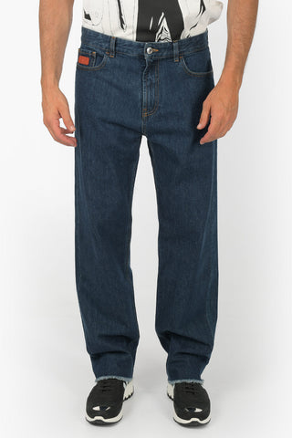 Jeans Wide Cut con Orlo Sfrangiato