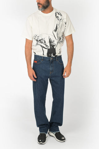 Jeans Wide Cut con Orlo Sfrangiato