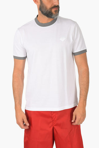 Pique Cotton T-shirt with Contrasting Profiles