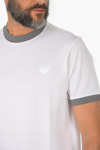 Pique Cotton T-shirt with Contrasting Profiles