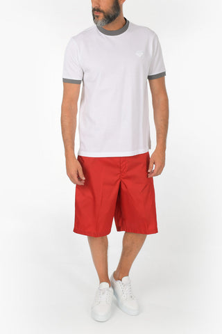 Pique Cotton T-shirt with Contrasting Profiles