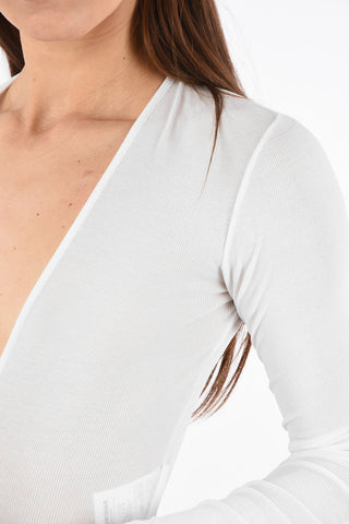 Plunging Neckline Ribbed Body
