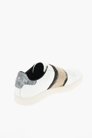 leather Slip on sneakers with Jewel Details