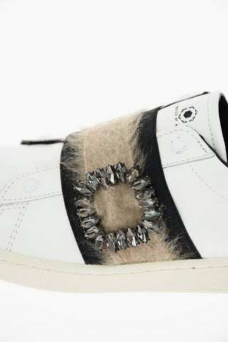 leather Slip on sneakers with Jewel Details