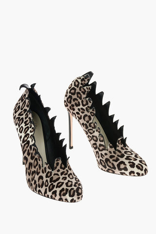 11cm cheetah print ponyskin pumps